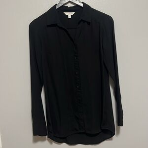 Charming Charlie black long sleeve button up blouse size S
